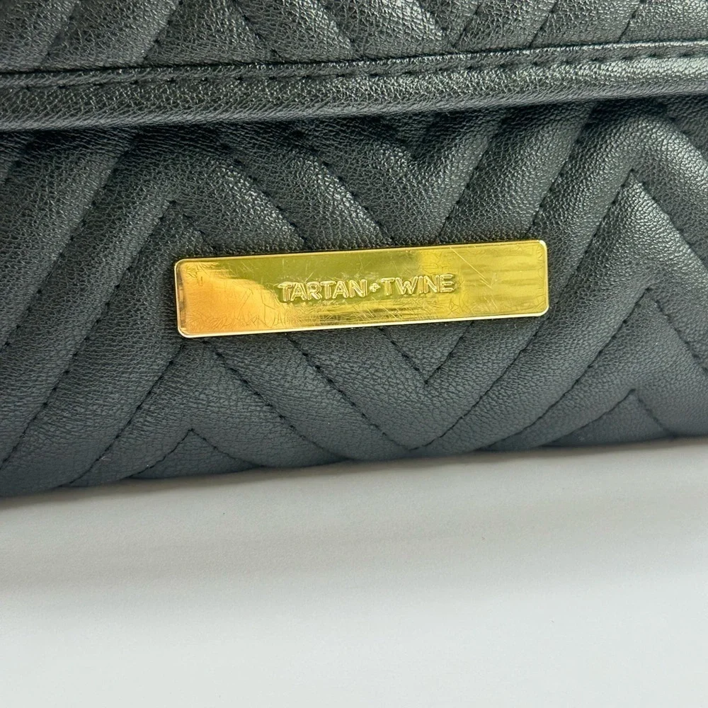 Tartan + Twine Black Quilted Cosmetic Bag